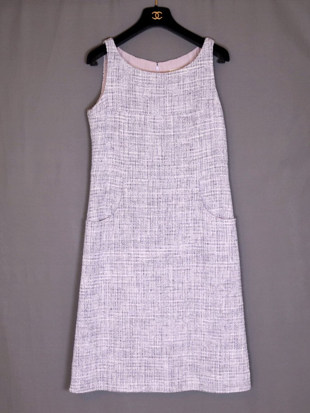 CHANEL Size 40 Lilac Purple White Dress Knee Length